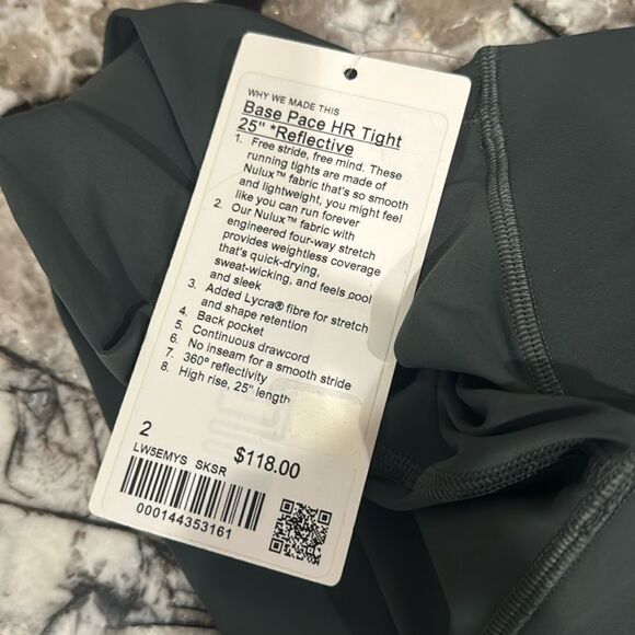NWT New LULULEMON Base Pace High Rise HR Tight Reflective Smoked Spruce Green 2 - Picture 8 of 8